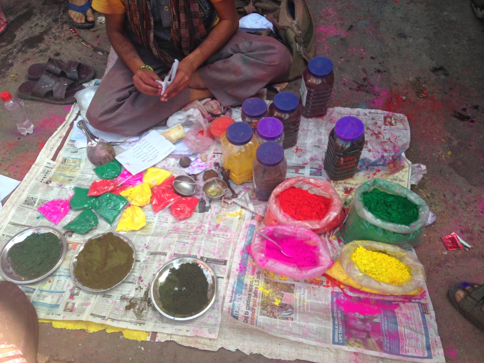 Playing Holi in Delhi