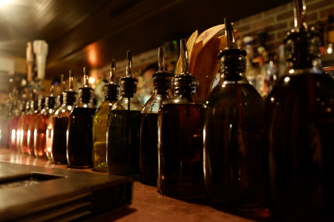 Bottles of bitters at Bathtub Gin