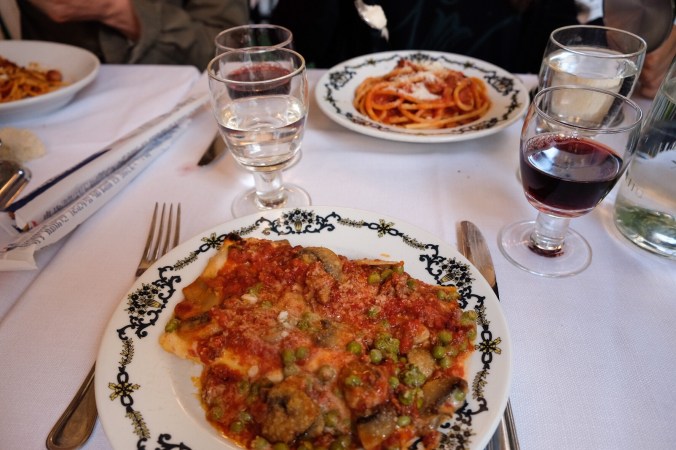 Traditional Italian pasta dishes at a Trattoria in Rome