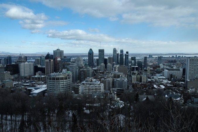 Cityscape view of Montreal from Mount Royal