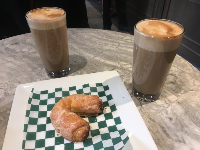Image of coffee and cookies at the Italian Cafe Olimpico in Montreal