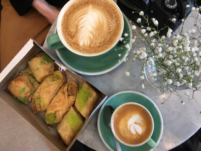 Coffee and pastries from St Henri Coffee viewed from above