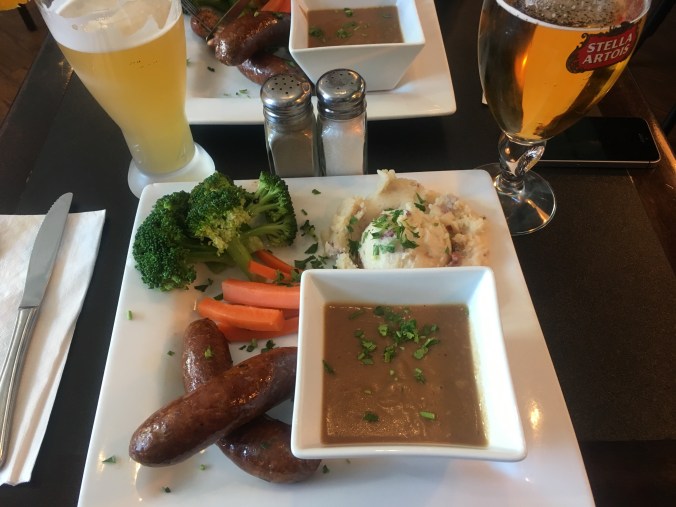 bangers and mash dinner at the airport