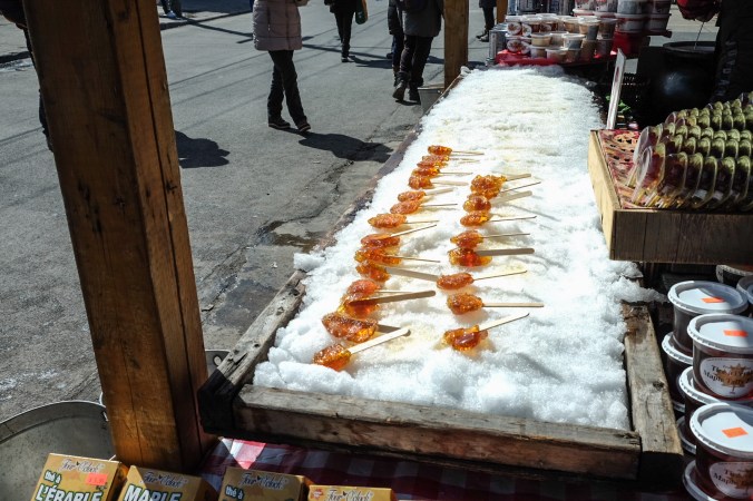 Jean Talon Market food vendor selling maple candies