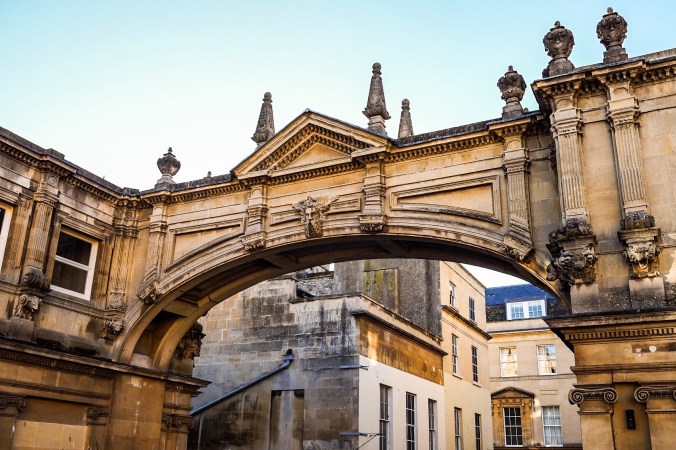 Architectural detail above the baths