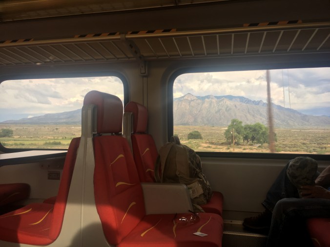 The mountain ranges visible from the train