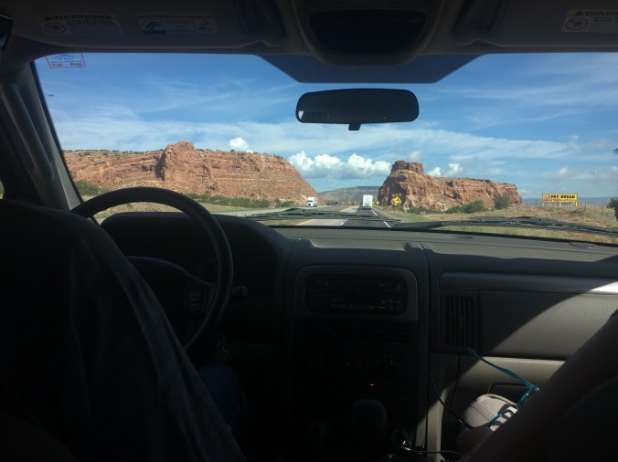 View of mountains from the car