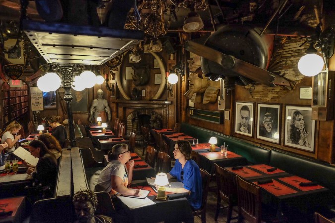 Tables with monster decor surrounding